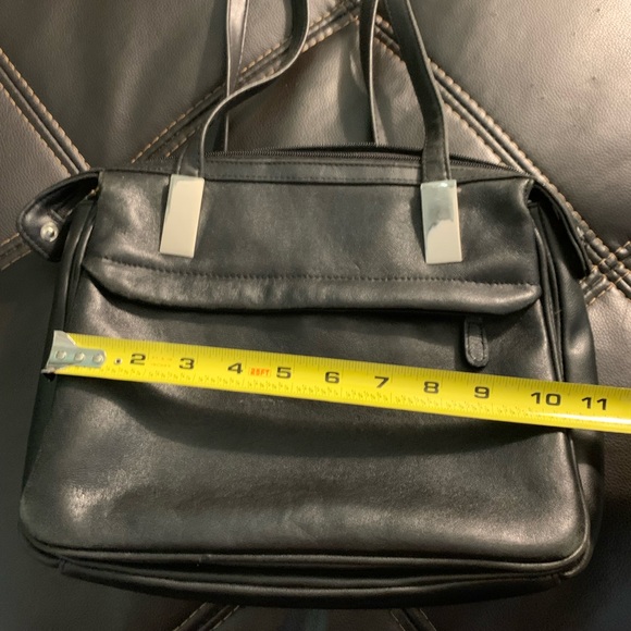 Strada Black Leather BAG Double Handle, Lots of Pockets - Picture 8 of 9